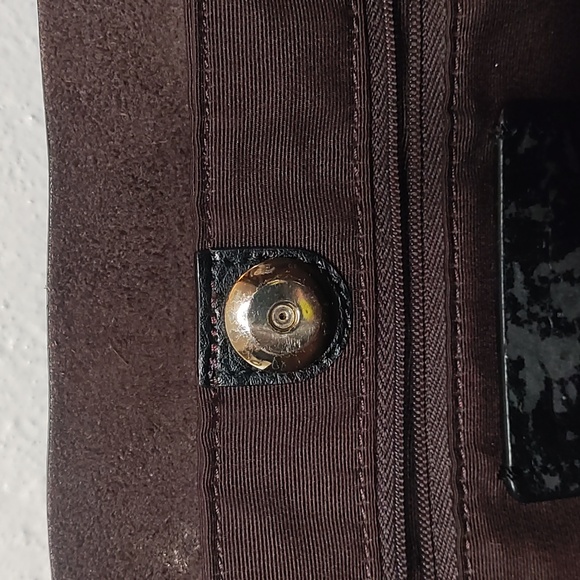 Derby coach black leather tote bag with brown interior two strap shoulder bag - Picture 7 of 10